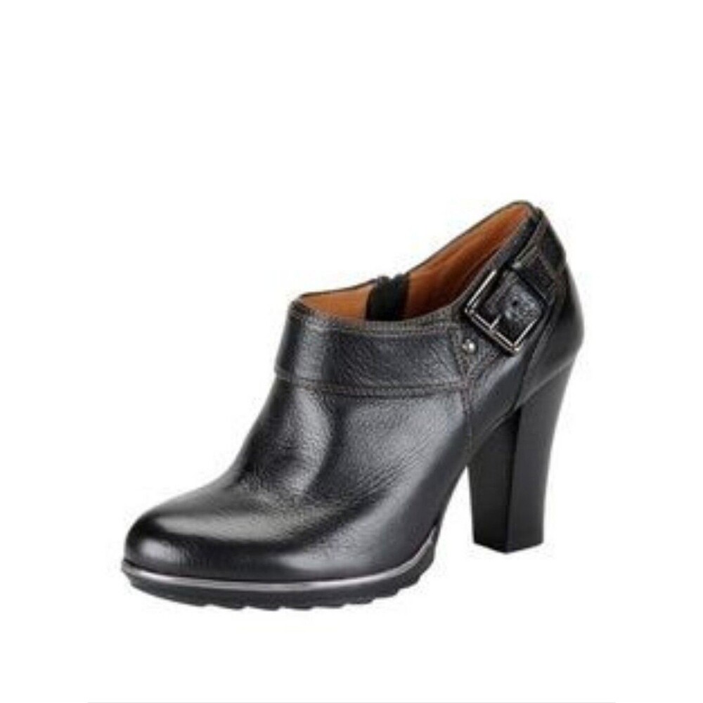 Sofft Black Leather Willa Low Cut Heeled Booties - Size 11 Womens